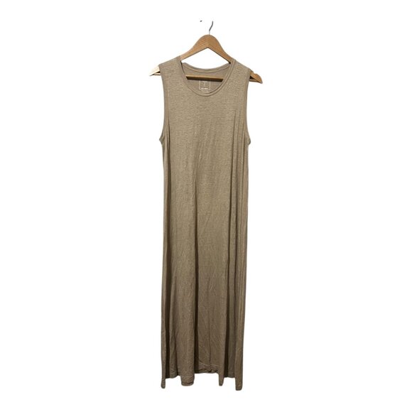 NKD-T By Naked Cashmere Linen Maxi Dress Size Large Minimalist Tan - Picture 2 of 5